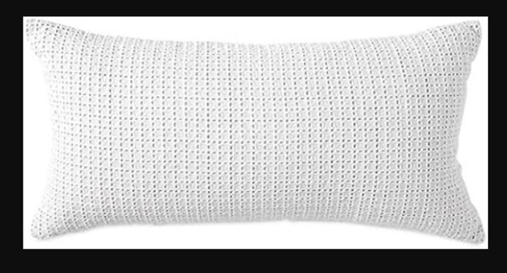 DKNY 11" x 22" Refresh Eyelet White Decorative Bed Pillow NEW